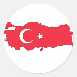 Sticker Rond Carte de drapeau de la Turquie