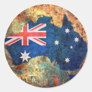 Sticker Rond Carte de drapeau de l'Australie