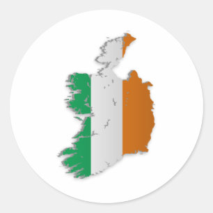 Sticker Rond Carte de drapeau de l'Irlande