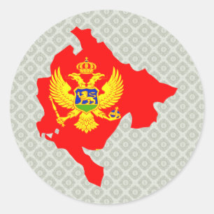 Sticker Rond Carte de drapeau de Monténégro normale