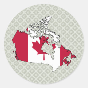 Sticker Rond Carte de drapeau du Canada normale