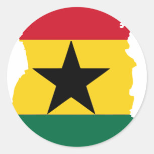 Sticker Rond Carte de drapeau du Ghana