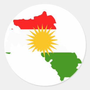 Sticker Rond Carte de drapeau du Kurdistan