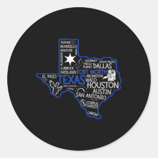 Sticker Rond Carte De Fort Worth Texas Avec Les Villes