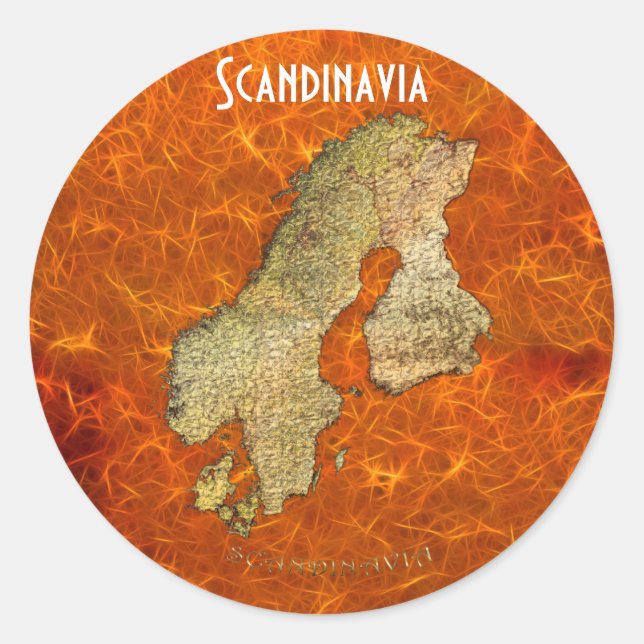 Sticker Rond Carte de la cartographie scandinave (Devant)