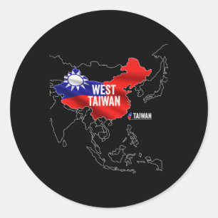 Sticker Rond Carte de la Chine de Taïwan Ouest