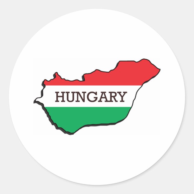 Sticker Rond Carte De La Hongrie (Devant)