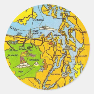 Sticker Rond Carte de la péninsule Olympique