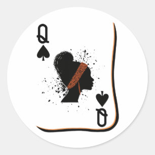 Sticker Rond Carte de la Reine noire Mois de l'histoire des Noi
