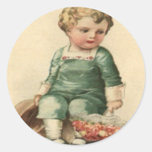 Sticker Rond Carte de la Saint-Valentin pour bébé victorienne r
