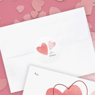 Sticker Rond Carte de la Saint-Valentin pour la classe à coeurs