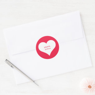 Sticker Rond carte de la Saint-Valentin pour la classe avec cœu