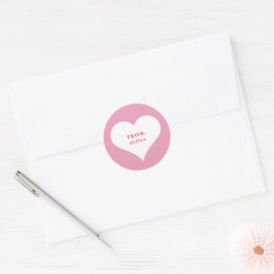 Sticker Rond carte de la Saint-Valentin pour la classe avec cœu