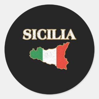 Sticker Rond Carte de la Sicile italienne Sicilia Sicilienne