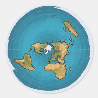 Sticker Rond Carte de la Terre plate