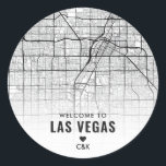 Sticker Rond Carte de la ville de Las Vegas | Bienvenue Mariage<br><div class="desc">Un autocollant mariage de bienvenue avec la ville de Las Vegas,  Nevada et sa carte aérienne unique adaptée à Austin,  Texas Love Locator faire-part de mariage set.</div>