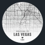 Sticker Rond Carte de la ville de Las Vegas | Bienvenue Mariage<br><div class="desc">Un autocollant mariage de bienvenue avec la ville de Las Vegas,  Nevada et sa carte aérienne unique adaptée à Austin,  Texas Love Locator faire-part de mariage set.</div>