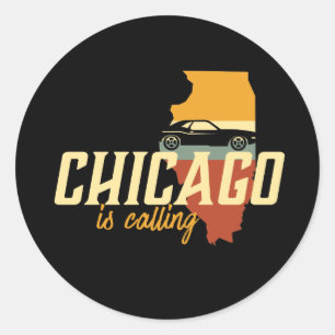Sticker Rond Carte de la ville de vintage Retro Chicago Illinoi