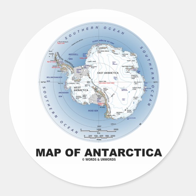 Sticker Rond Carte De L'Antarctique (Géographie) (Devant)