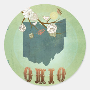 Sticker Rond Carte de l'état de l'Ohio - Vert