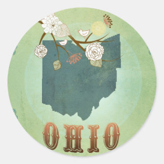 Sticker Rond Carte de l'état de l'Ohio - Vert
