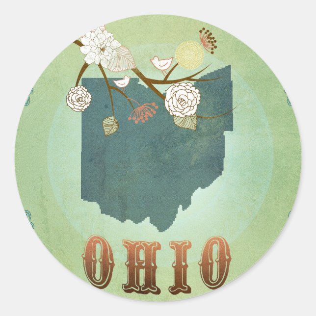 Sticker Rond Carte de l'état de l'Ohio - Vert (Devant)