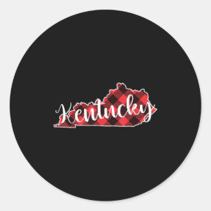 Sticker Rond Carte de l'État du Kentucky à carreaux de buffle N
