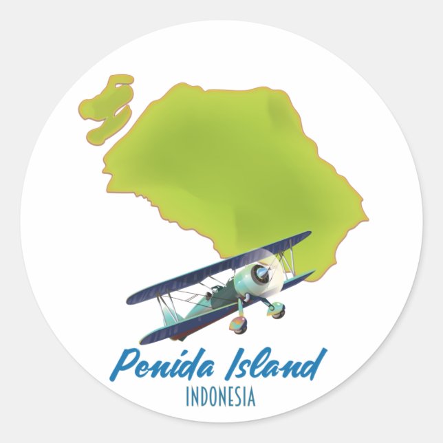 Sticker Rond Carte de l'île de Penida (Devant)