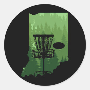 Sticker Rond Carte de l'Indiana Disc Golf Joueur Frisbees Disc