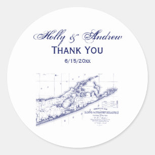 Sticker Rond Carte de Long Island The Hamptons