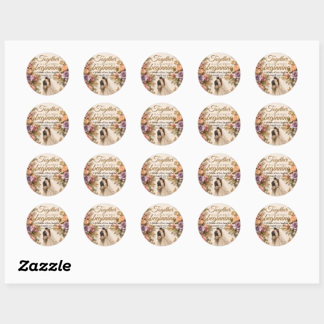 Sticker Rond Carte de luxe éditable pour invitation de mariage (Feuille)