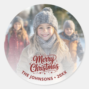 Sticker Rond Carte de Noël avec typographie et dégradé