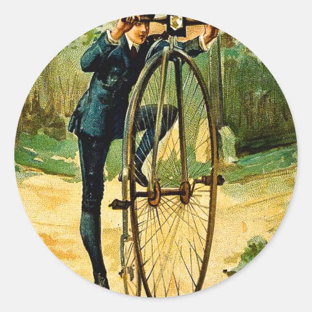 Sticker Rond Carte de Noël vintage à vélo (Devant)