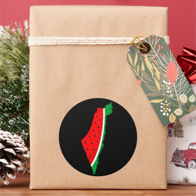 Sticker Rond Carte de Palestine Watermelon Symbole de la libert (vacances)