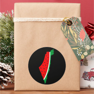 Sticker Rond Carte de Palestine Watermelon Symbole de la libert