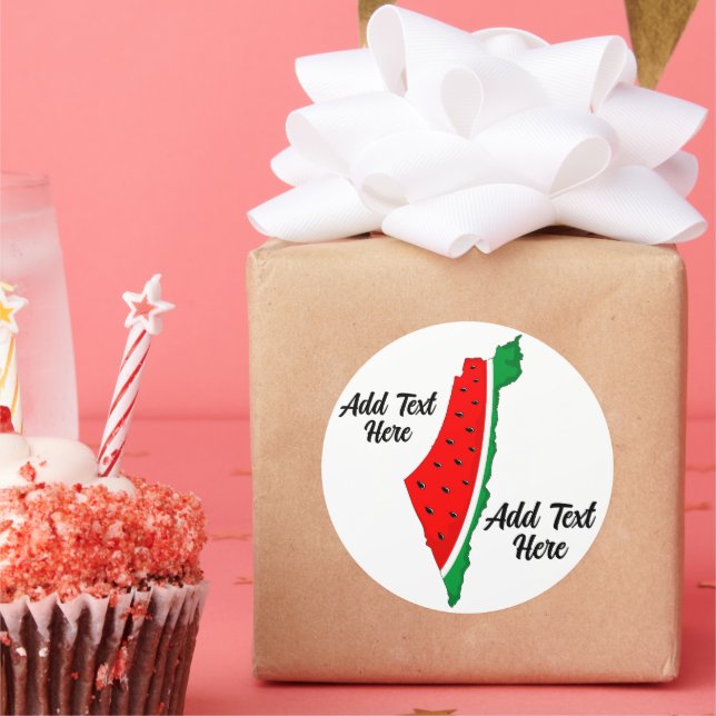 Sticker Rond Carte de Palestine Watermelon Symbole de la libert (Fête)