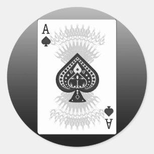 Sticker Rond Carte de Poker Ace of Spades :