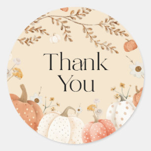 Sticker Rond Carte de remerciement Baby Shower Pumpkin automne 