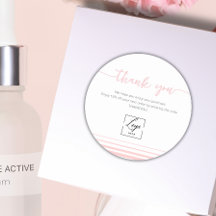 Carte de remerciement moderne rose blush pour l'in