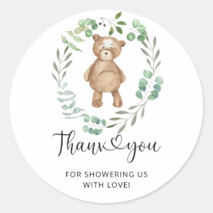 Sticker Rond Carte de remerciement Ourson