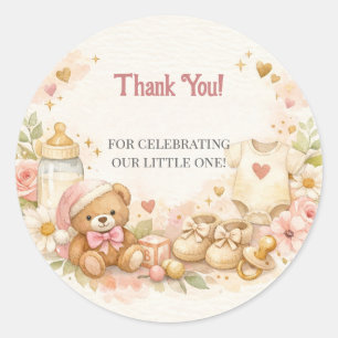 Sticker Rond Carte de Remerciement pour Baby Shower   Design Ou