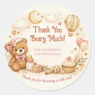 Sticker Rond Carte de Remerciement pour Baby Shower   Design Tr