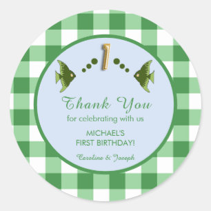 Sticker Rond Carte de remerciement pour le 1er anniversaire ave