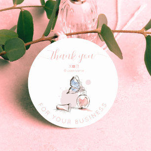 Sticker Rond Carte de remerciements de marque de commerce Nail