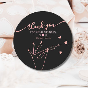 Sticker Rond Carte de remerciements de marque de commerce Nail