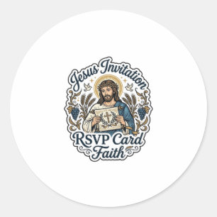 Sticker Rond Carte de réponse à l'invitation de Jésus Foi Invit