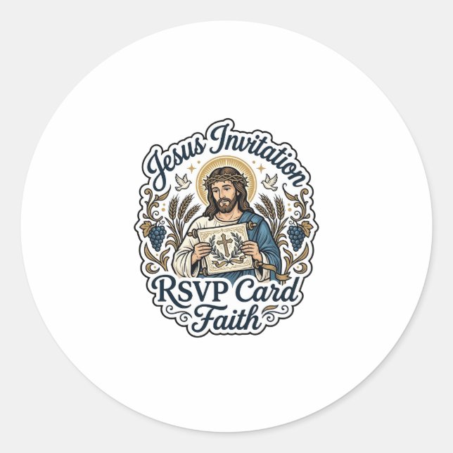 Sticker Rond Carte de réponse à l'invitation de Jésus Foi Invit (Devant)