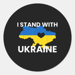 Sticker Rond Carte de soutien à l'Ukraine Cœur Tenir ensemble U