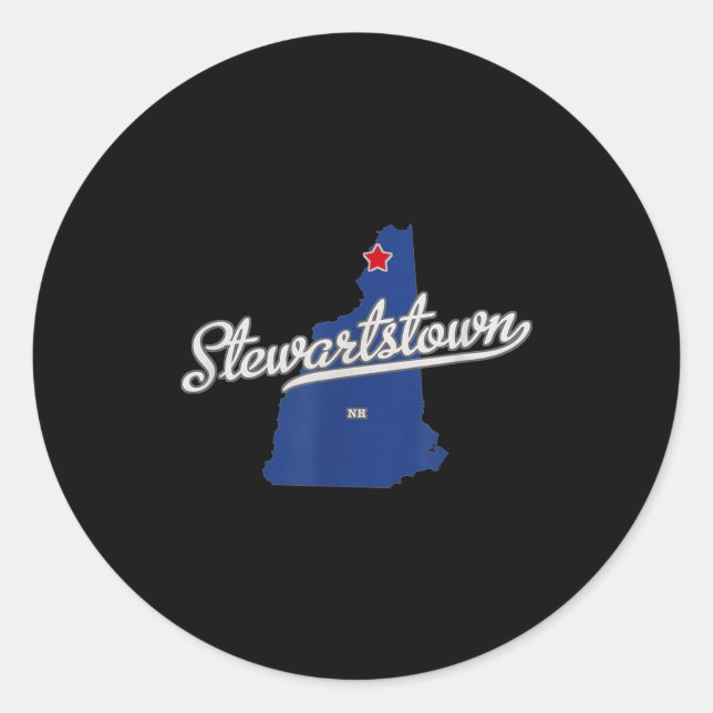 Sticker Rond Carte de Stewartstown New Hampshire Nh  (Devant)