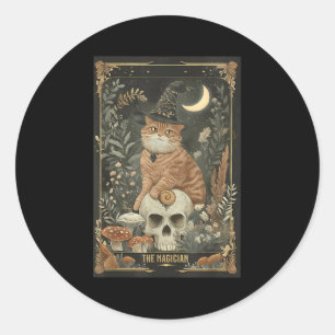 Sticker Rond Carte de Tarot Chat Cute Cute Gothique Cottagecore